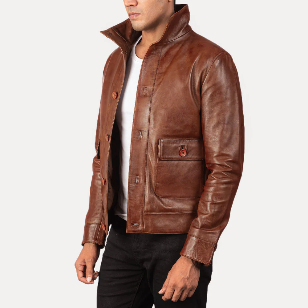 Columbus Ultimate Brown Men Leather Bomber Jacket