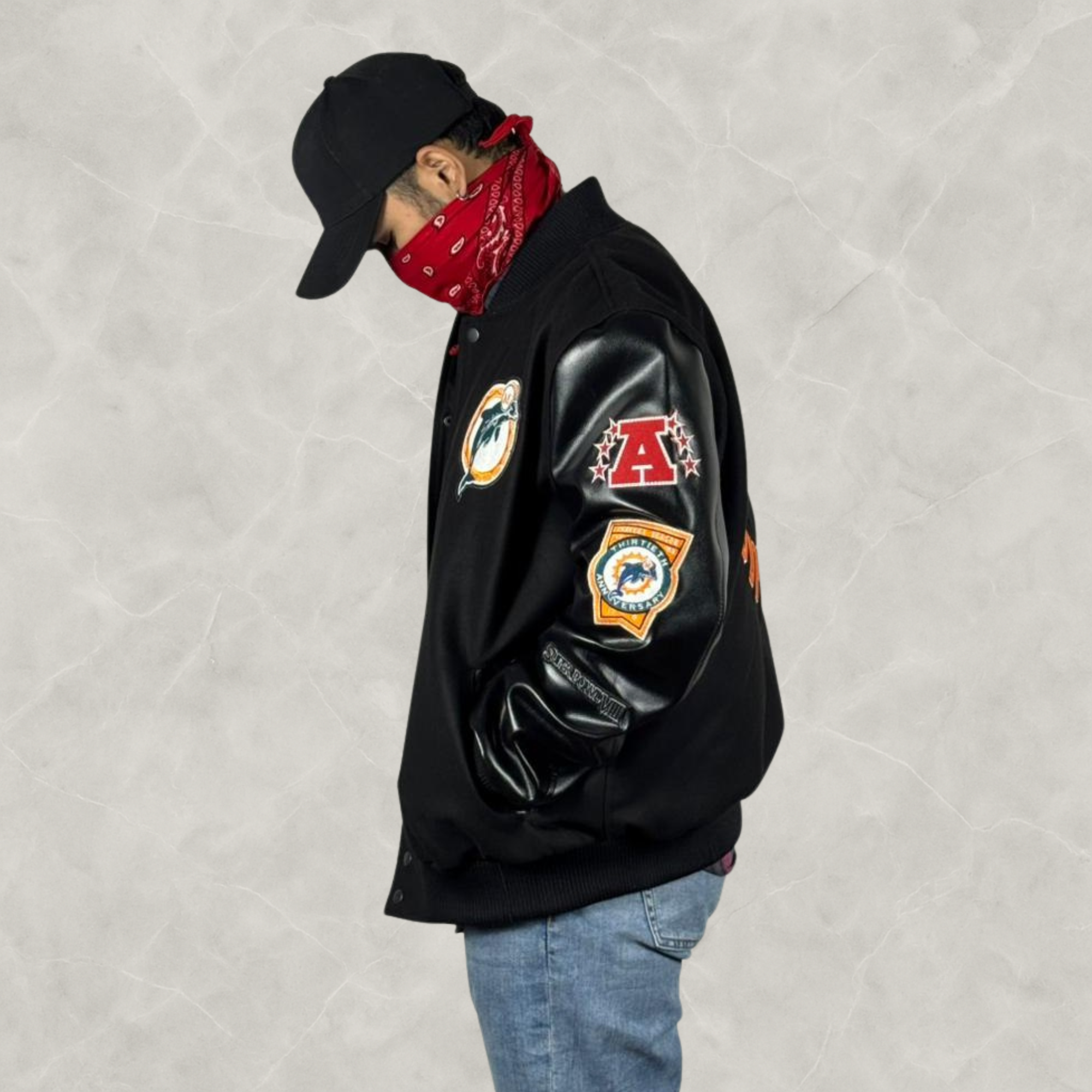 Miami Dolphins Blackout Varsity Jacket For Men