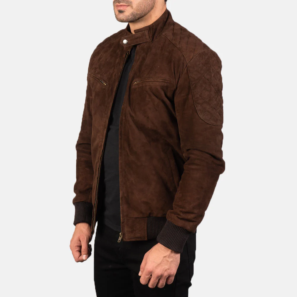 Sven Supreme Mocha Men Suede Bomber Jacket