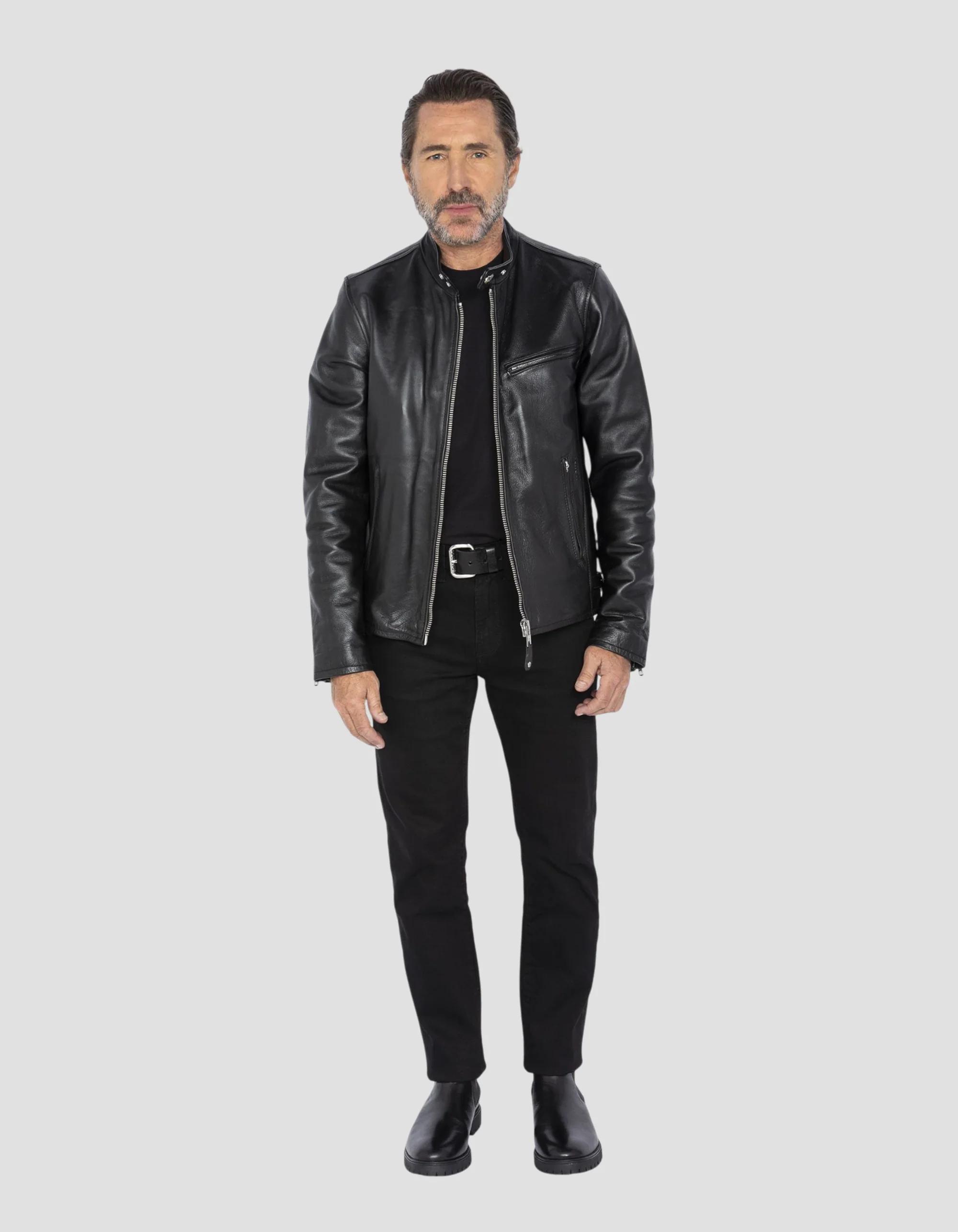 Classic Black Cowhide Café Racer Jacket