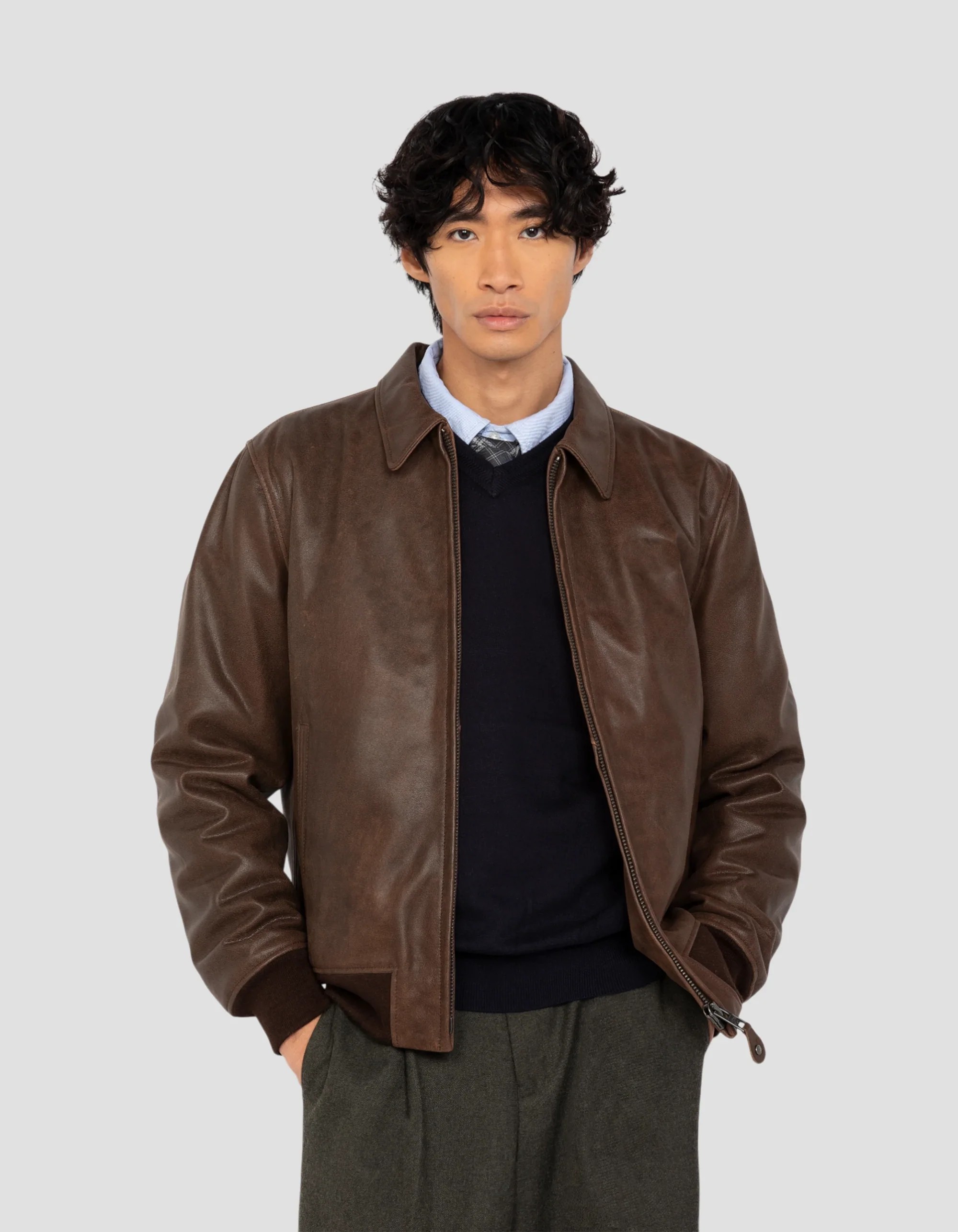 Timeless Vintage Brown Goat Leather Casual Jacket