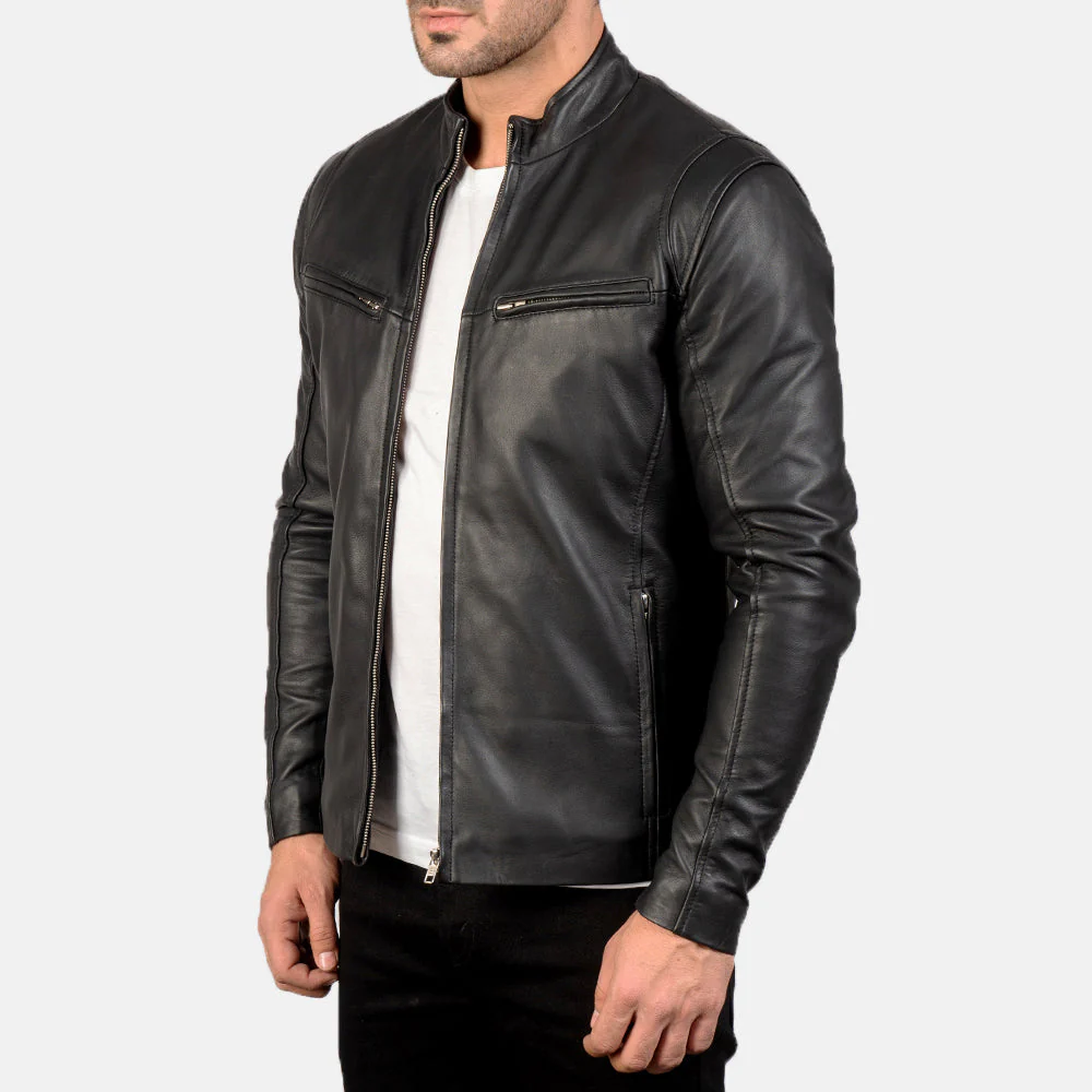 Ionic Ultimate Black Men Leather Jacket 
