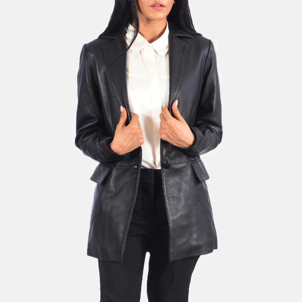 Women’s Black Real Leather Blazer | Timeless, Elegant & Effortlessly Stylish