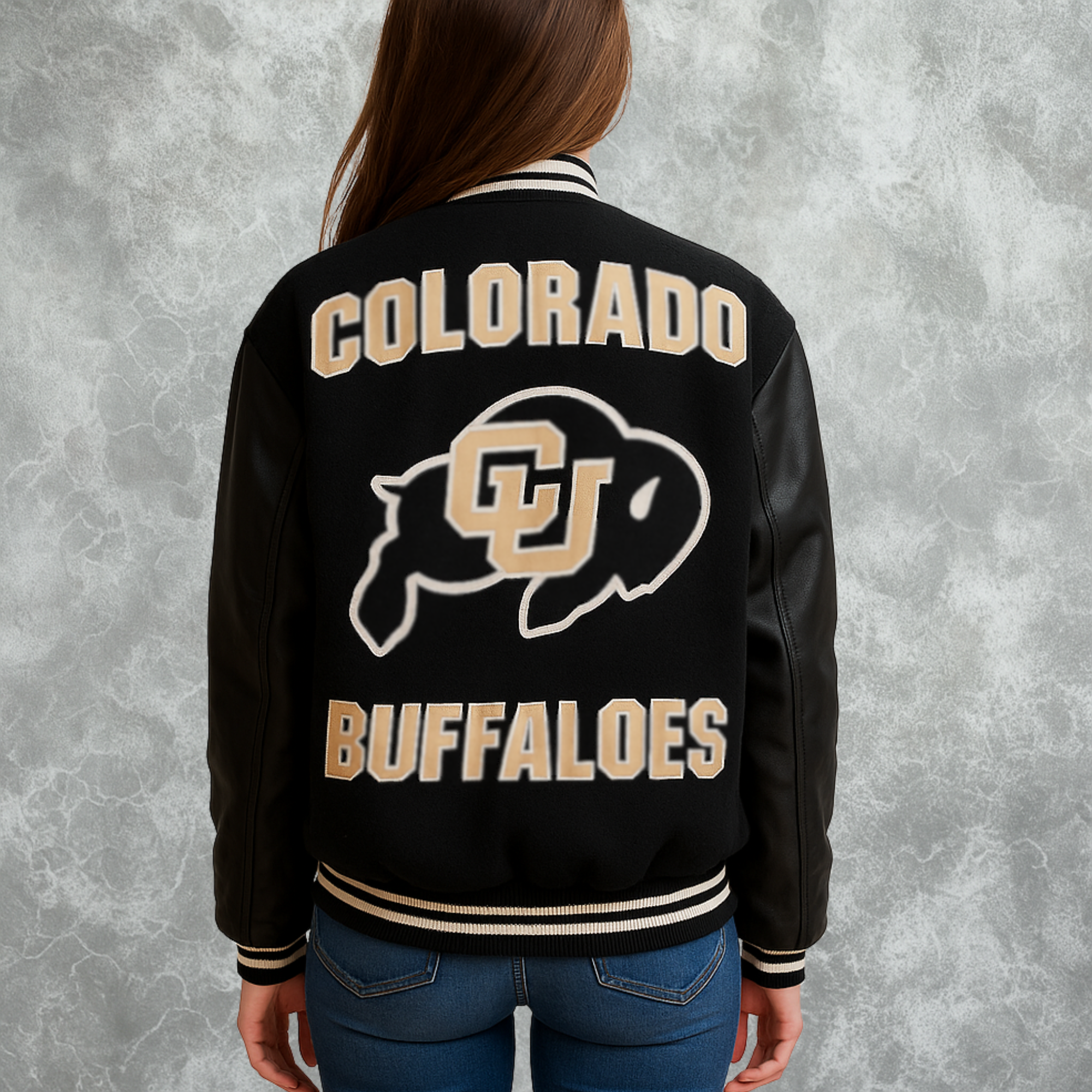 Colorado Buffaloes Inspired Letterman Varsity Jacket For Women