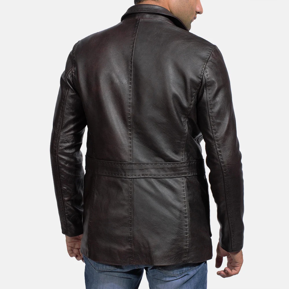 Wine Black Men’s Leather Blazer | Bold, Sleek & Modern Elegance