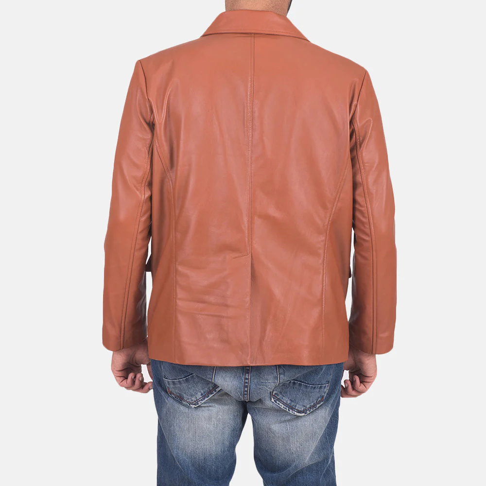 James Men’s Tan Brown Leather Blazer | Sleek, Sophisticated & Timeless