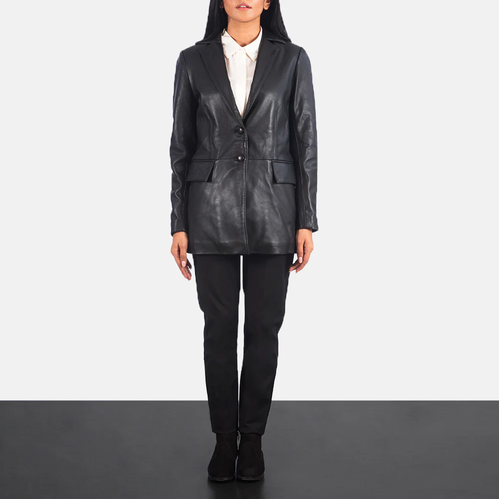 Women’s Black Real Leather Blazer | Timeless, Elegant & Effortlessly Stylish