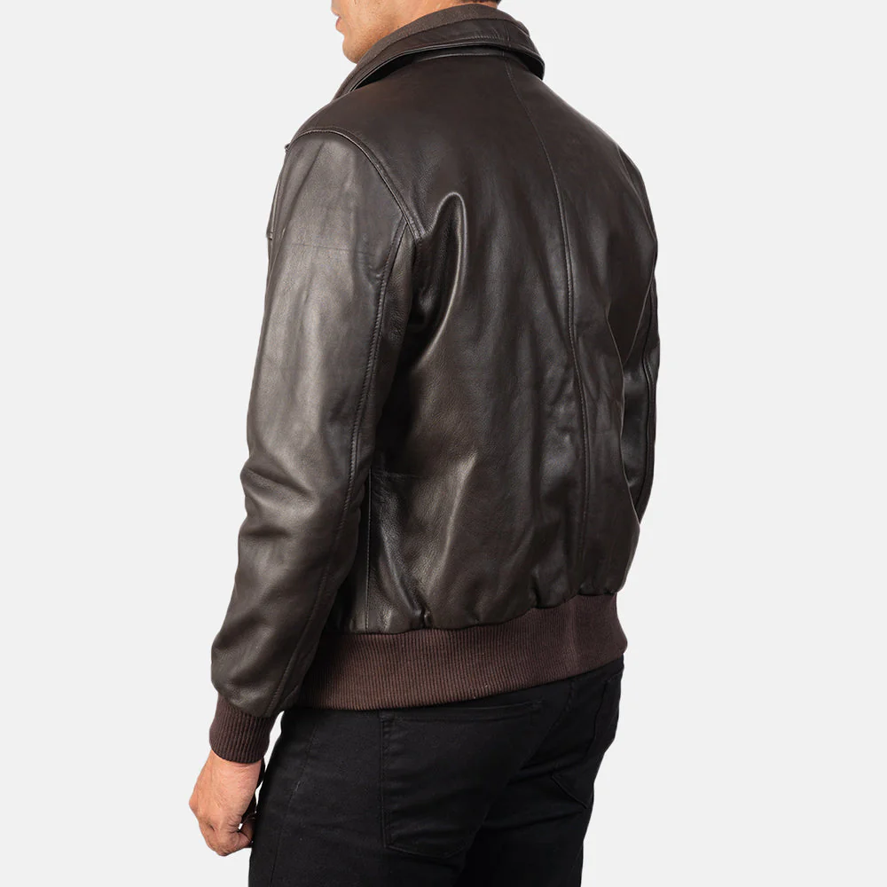Air Rolf Ultimate Brown Men Leather Bomber Jacket