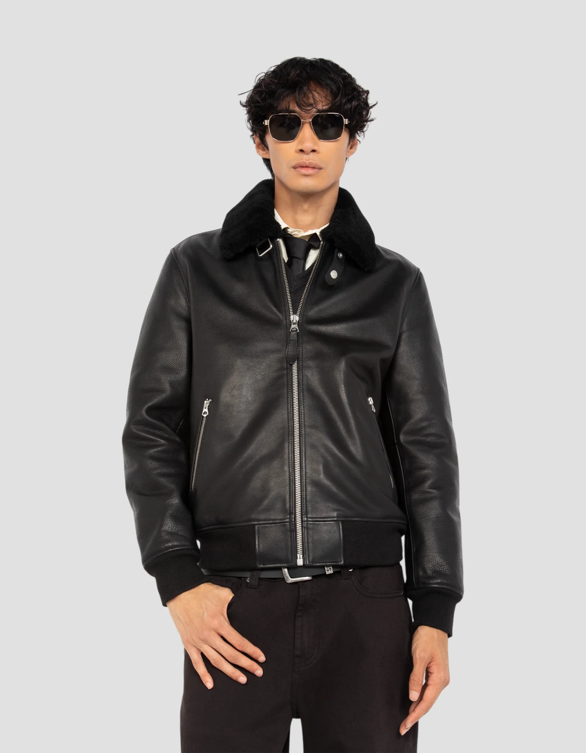 Men’s Aviator Black Leather Jacket | Bold, Rugged & Timelessly Crafted
