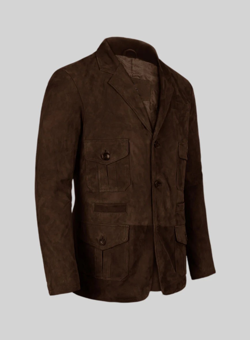 Classic 3-Button Men’s Suede Leather Blazer
