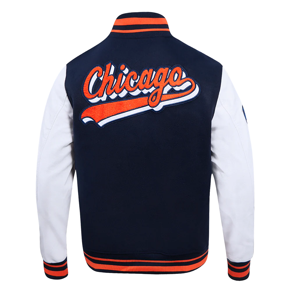 Chicago Bears Script Wool Varsity Jacket For Women