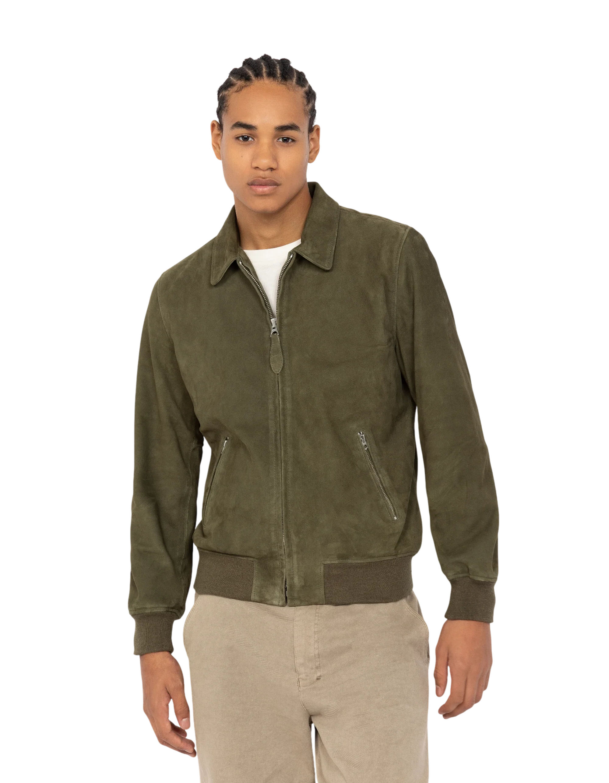 Premium Khaki Suede Goat Leather Casual Jacket