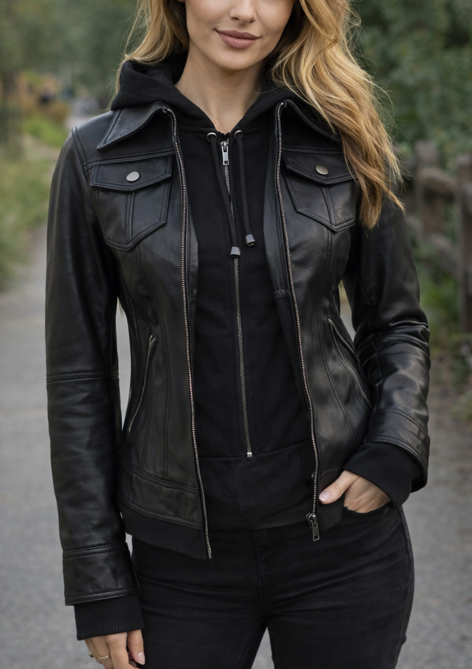 Tralee Luxe Hooded Leather Bomber