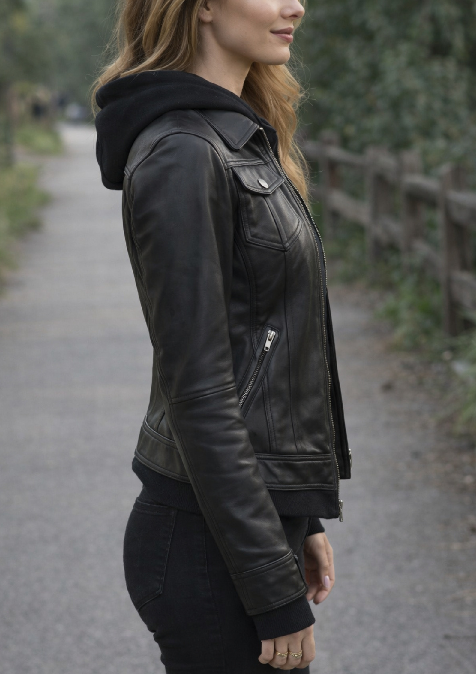 Tralee Luxe Hooded Leather Bomber