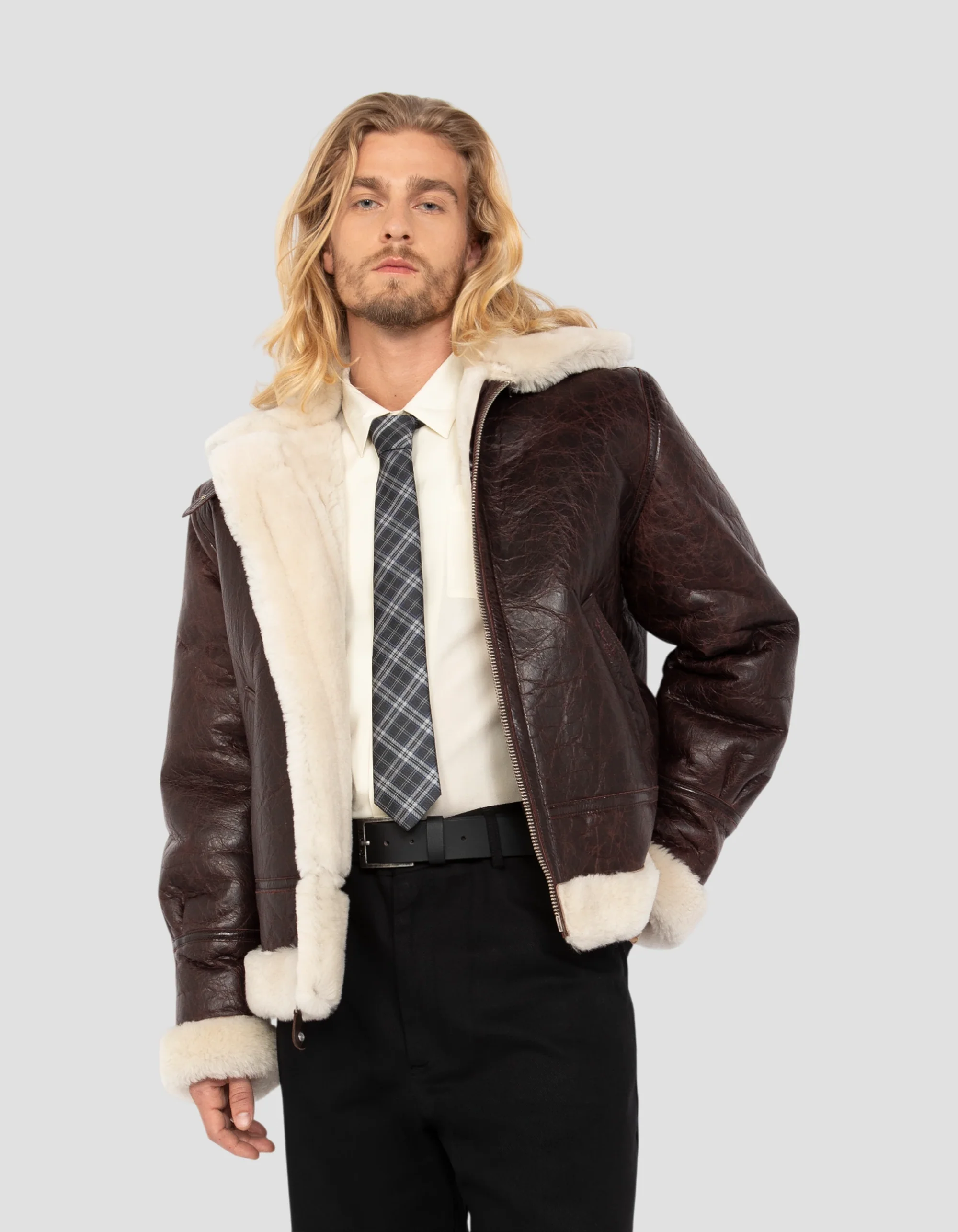 Brown B3 Bombardier Men’s Leather Jacket | Double-Sided Sheep Leather, Classic & Rugged