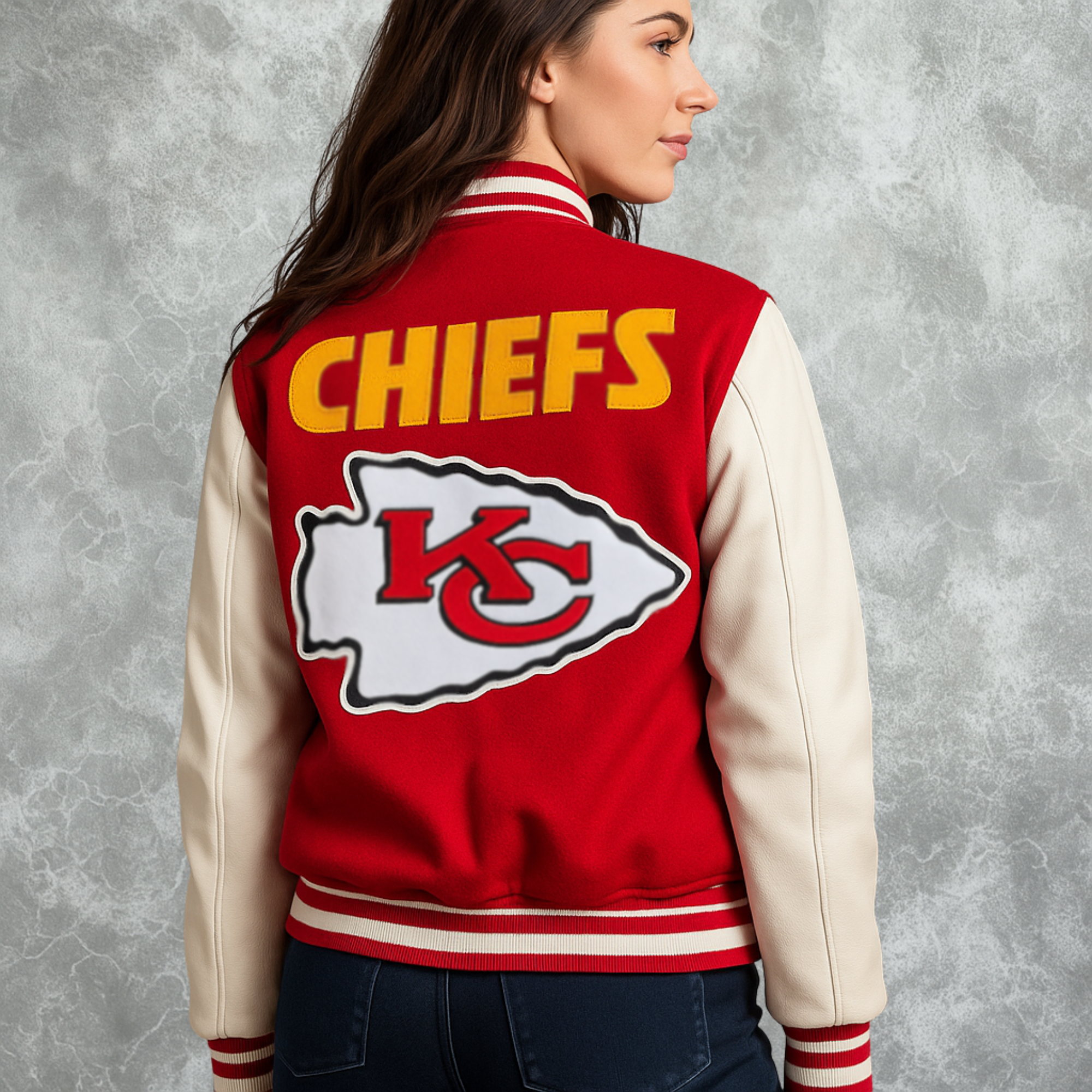 Kansas Inspired City Chiefs Thick Letterman Jacket For Women