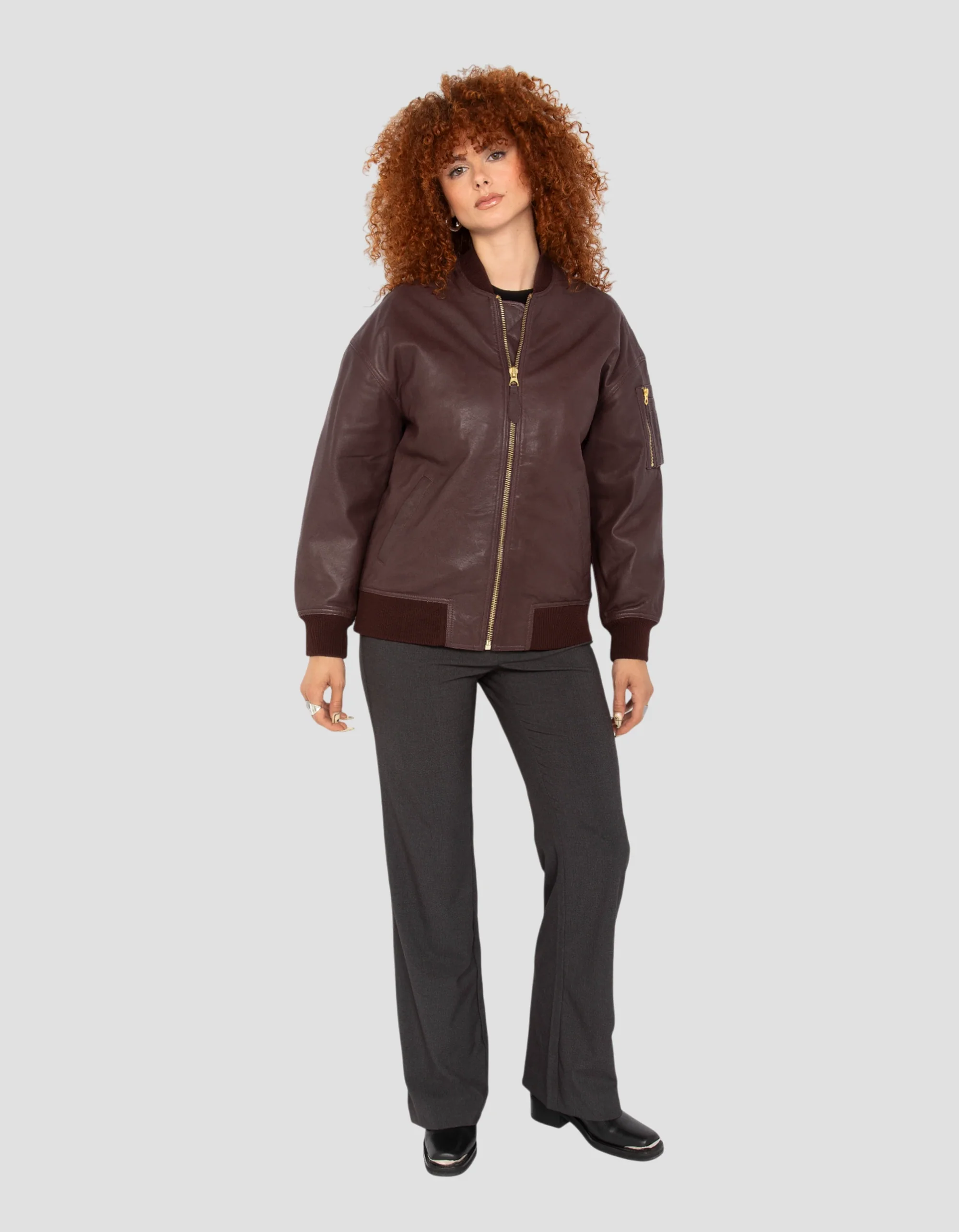 Bordeaux Longline MA-1 Lambskin Bomber