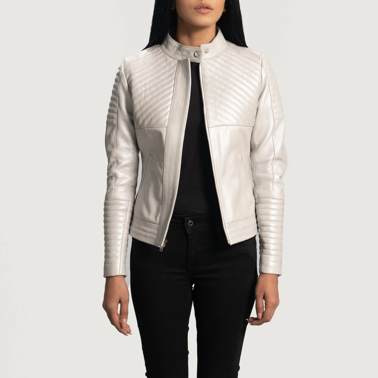 Ice Maiden White Quilted Biker Jacket