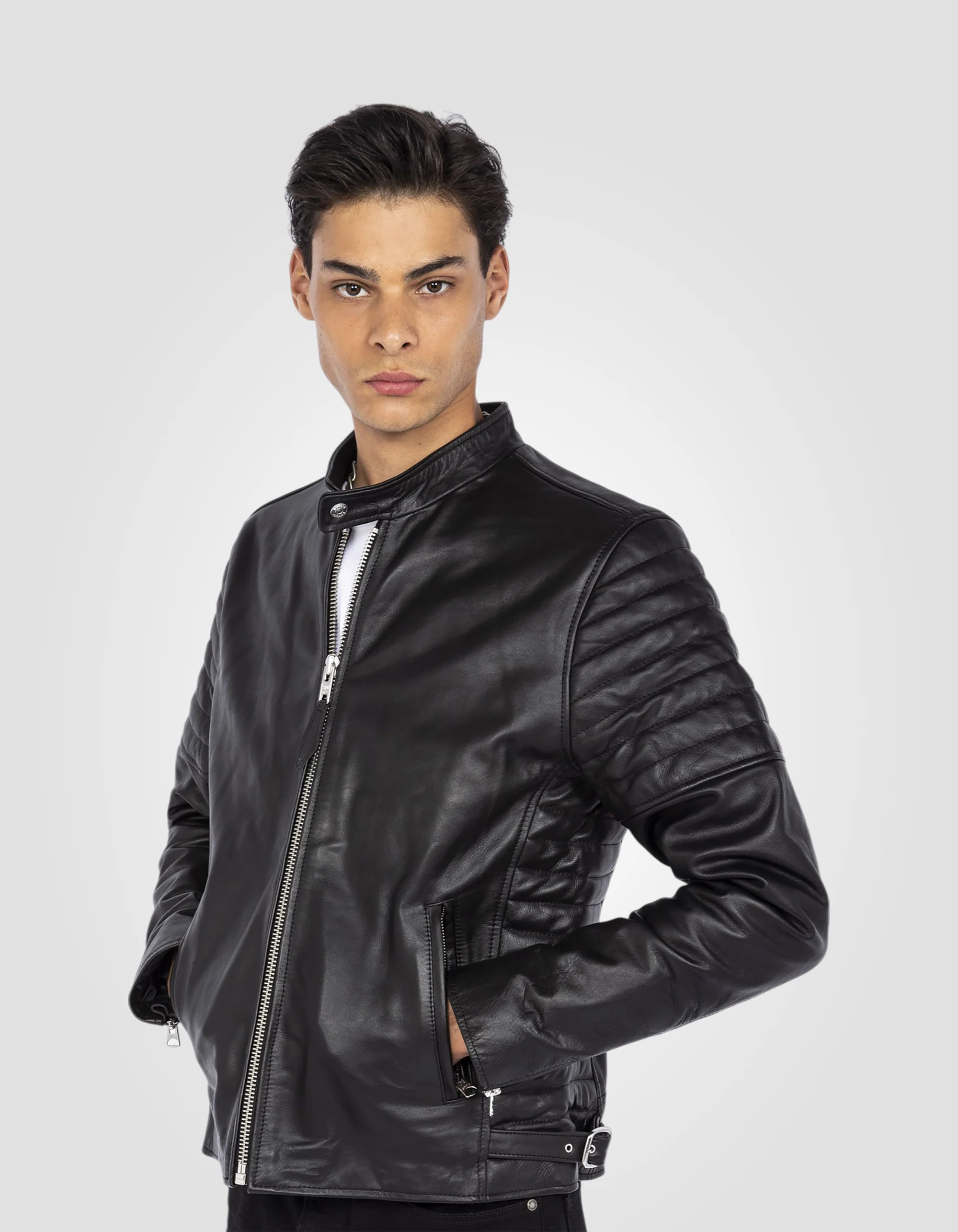 Timeless Style Black Cowhide Reinforced Biker Jacket