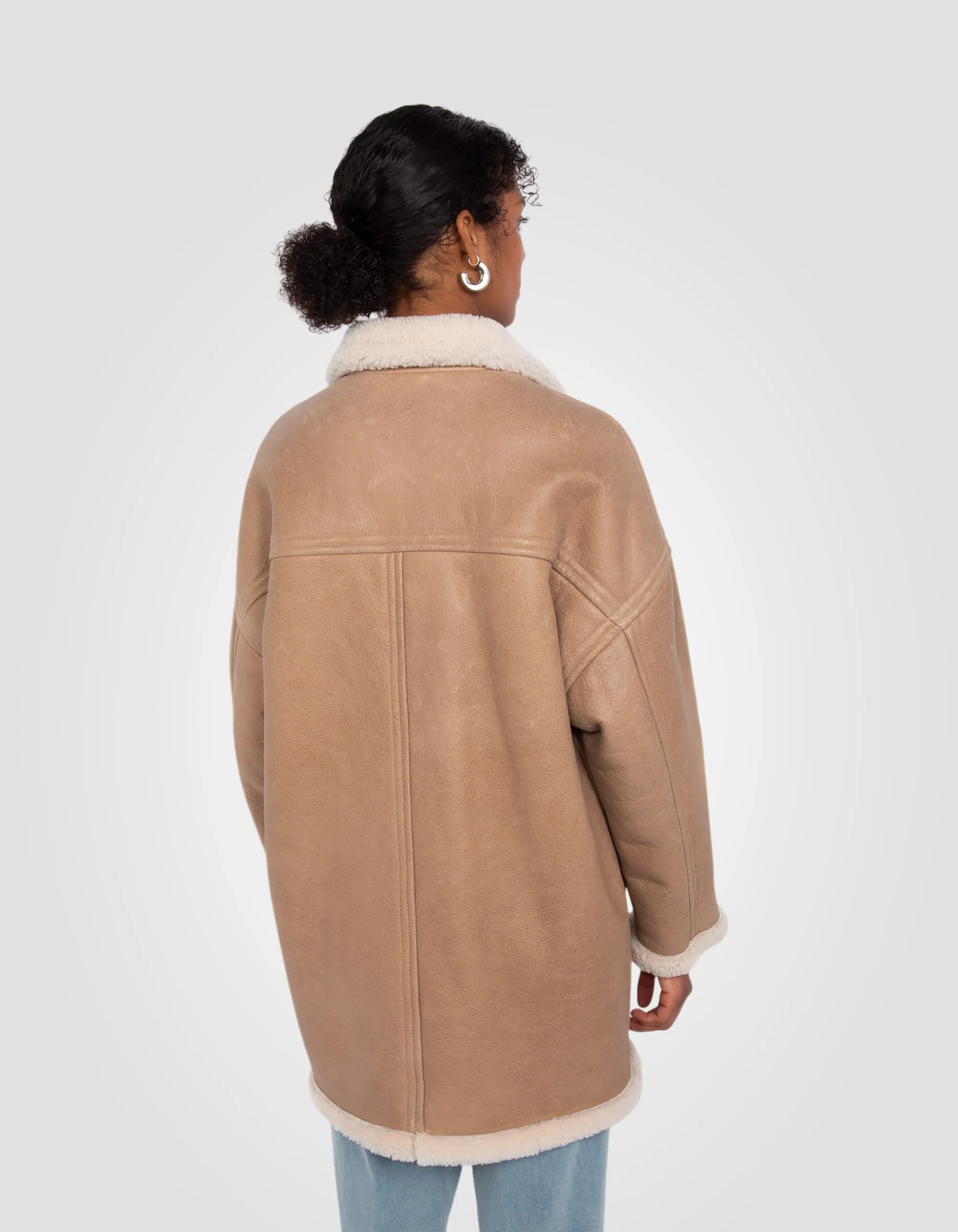 Sand Reversible Shearling Long Coat