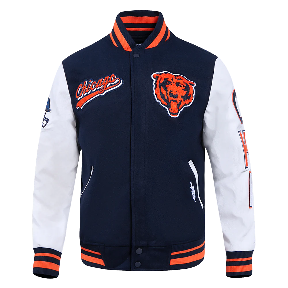 Chicago Bears Script Wool Varsity Jacket For Women