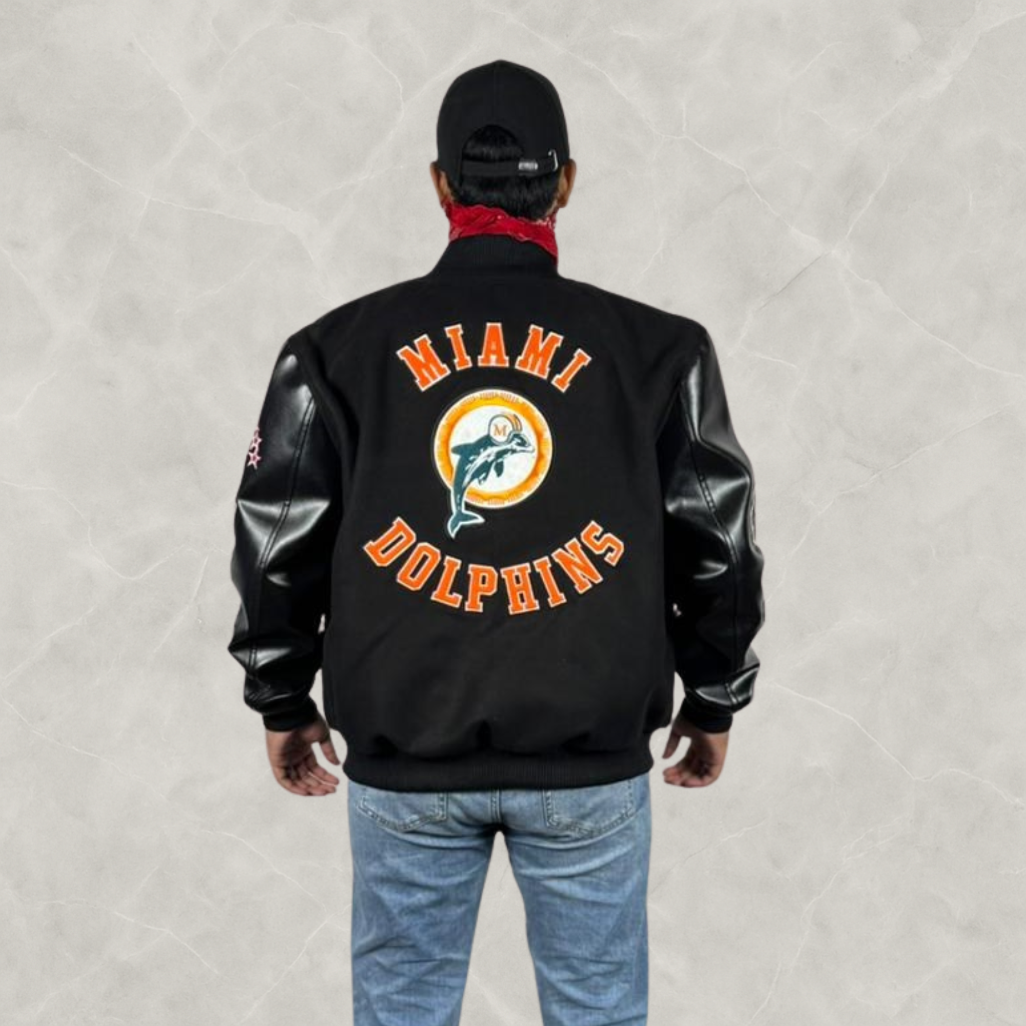 Miami Dolphins Blackout Varsity Jacket For Men