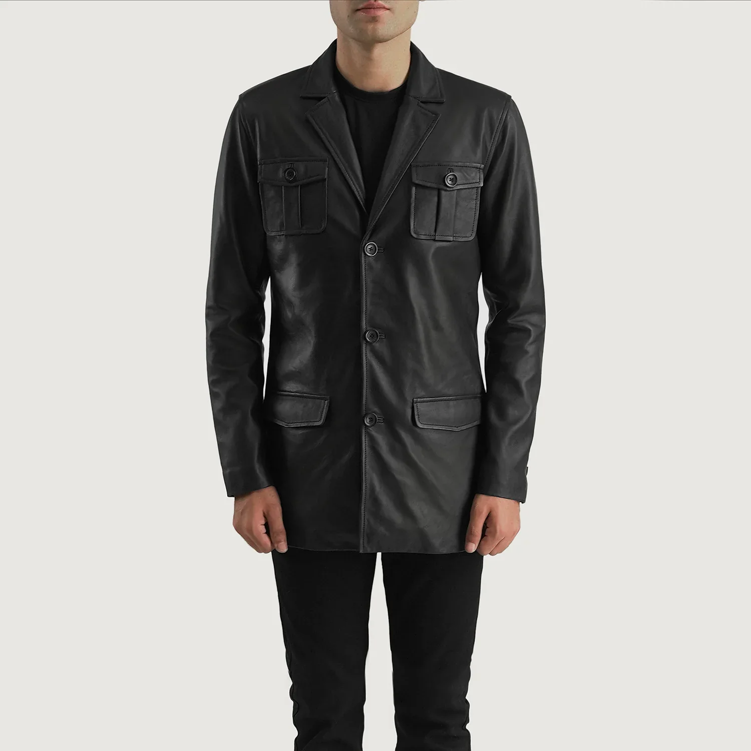 Men’s Black Leather Coat | Bold, Sophisticated & Timeless