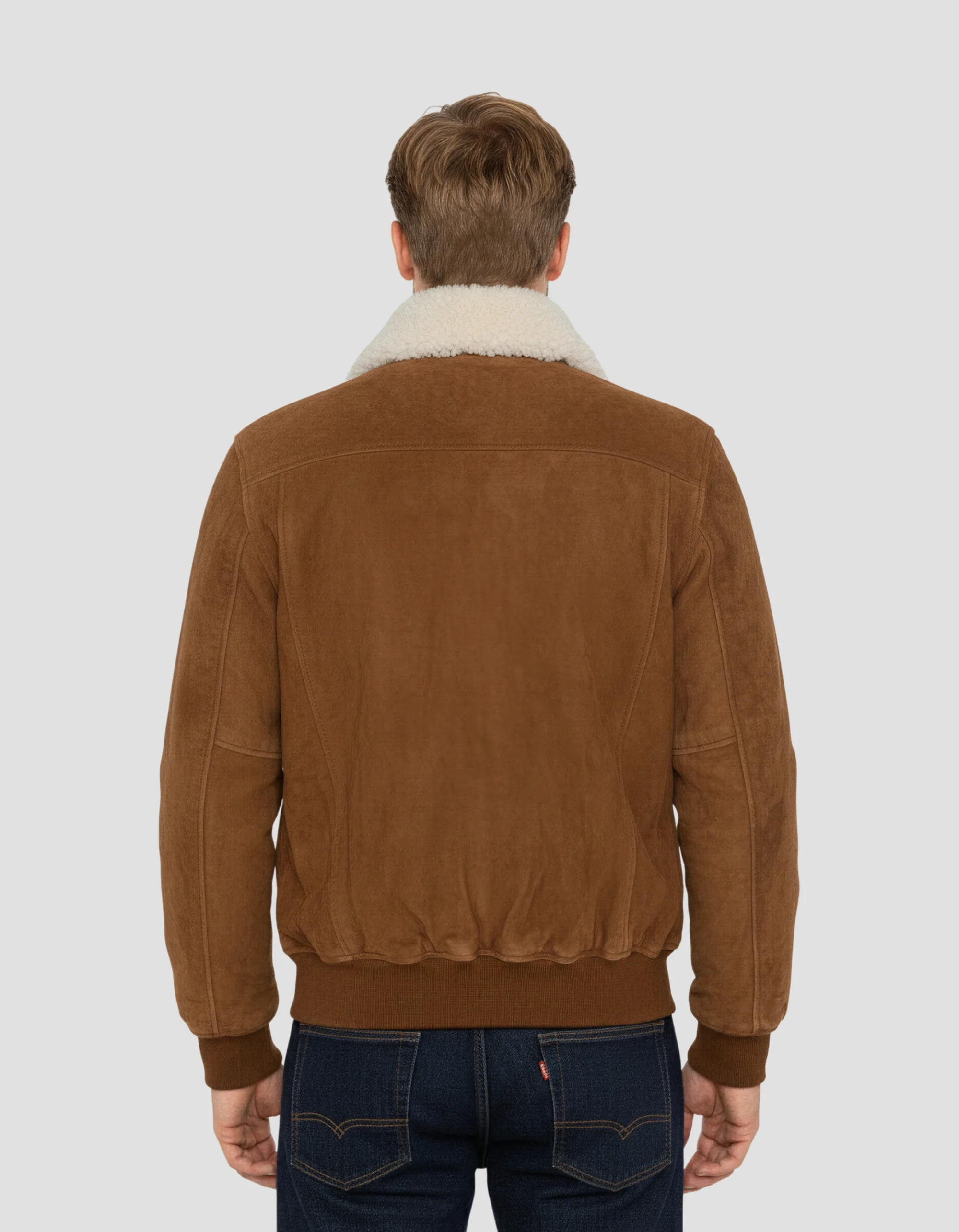 Rust Velvet Goat Leather Jacket with Removable Shearling Collar