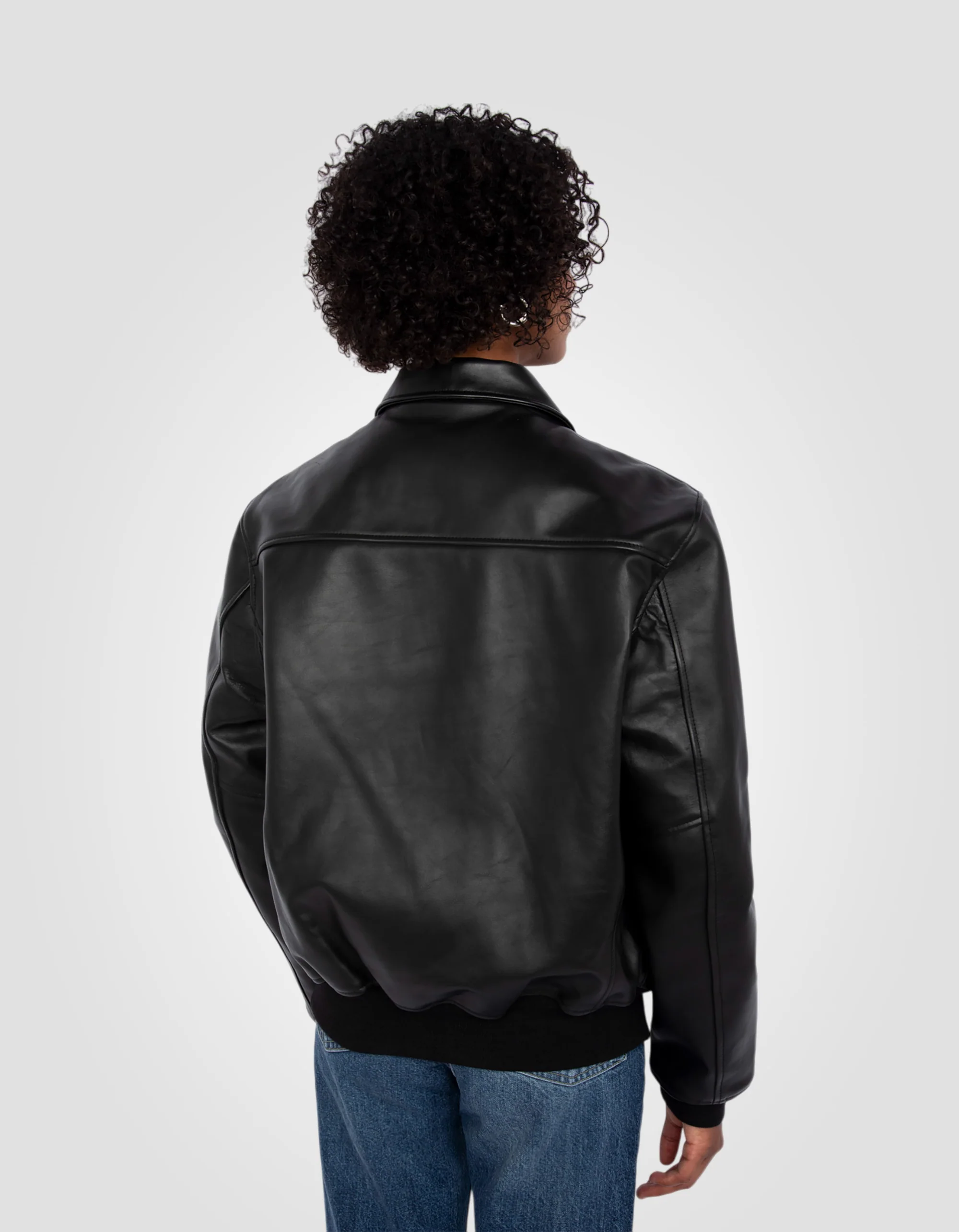 Obsidian Cowhide Ribbed Jacket