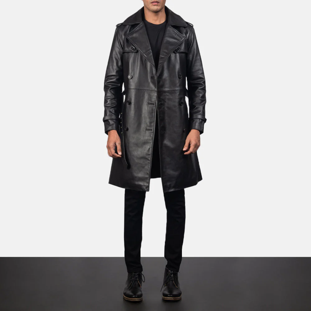 Men’s Black Leather Duster Coat | Bold, Classic & Timeless Appeal