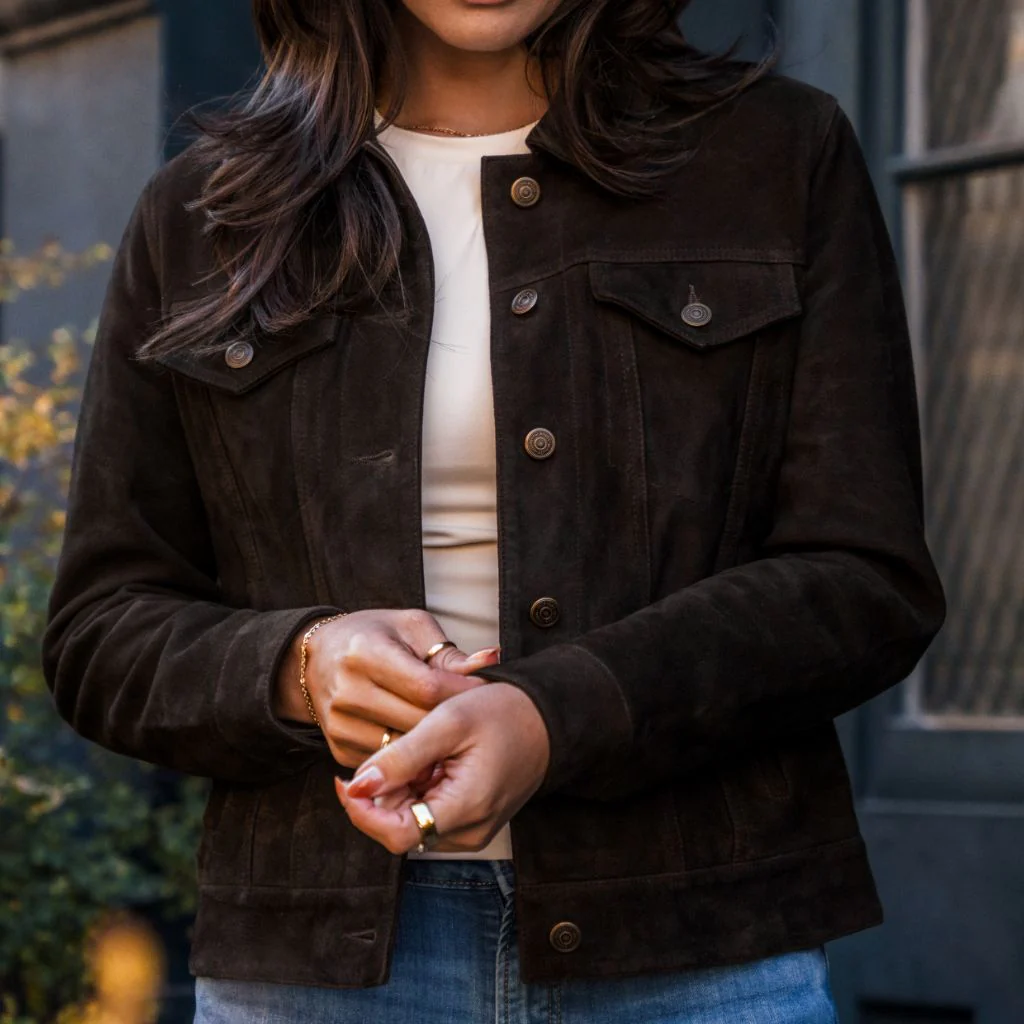 Women’s Suede Leather Trucker Jacket | Luxe, Timeless & Effortlessly Chic