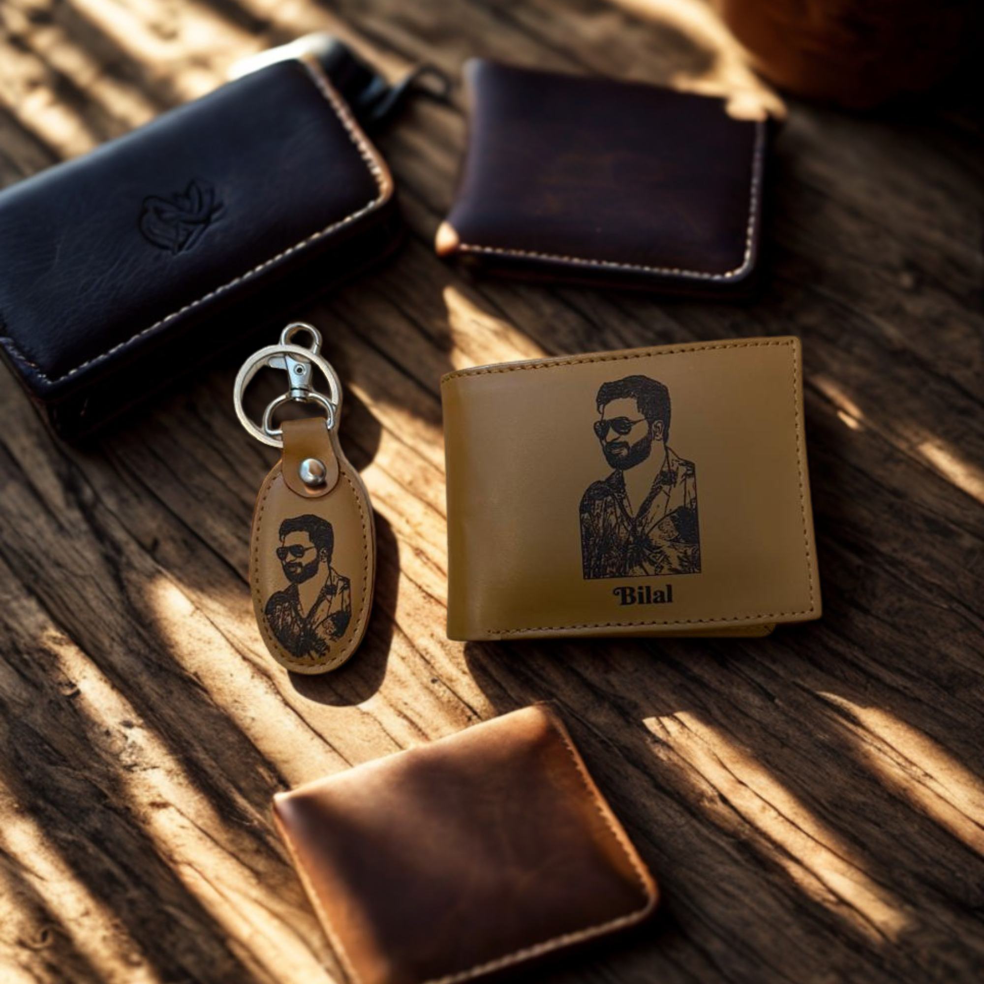 Personalized Leather Wallet with Keychain – Unique and Stylish