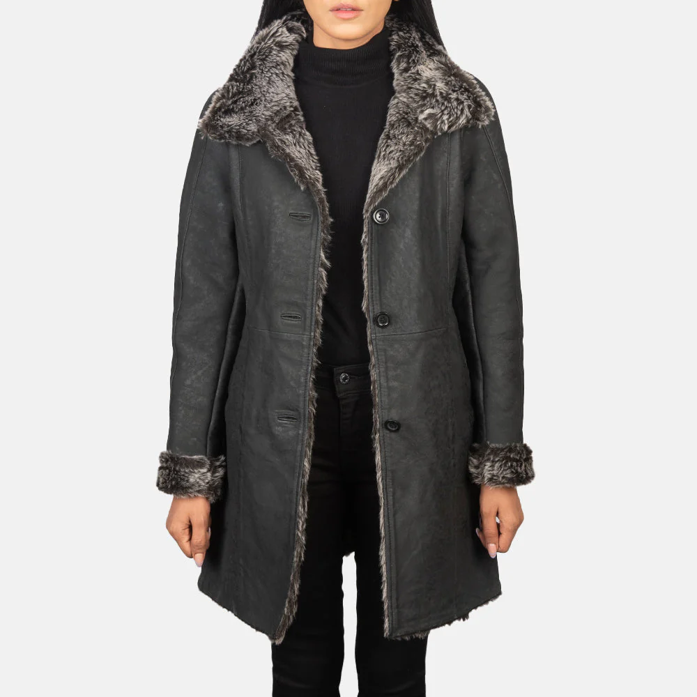 Women’s Shearling Black Real Leather Coat | Luxe, Warm & Timelessly Chic