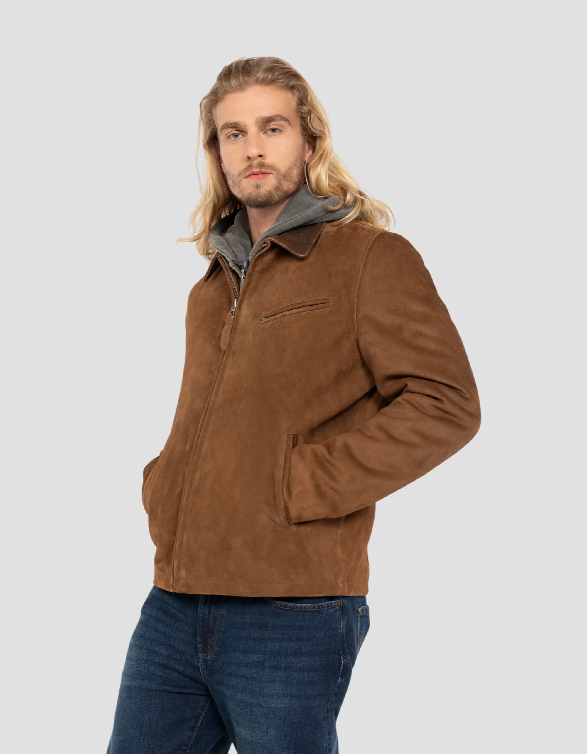 Velour Goat Suede Worker Jacket