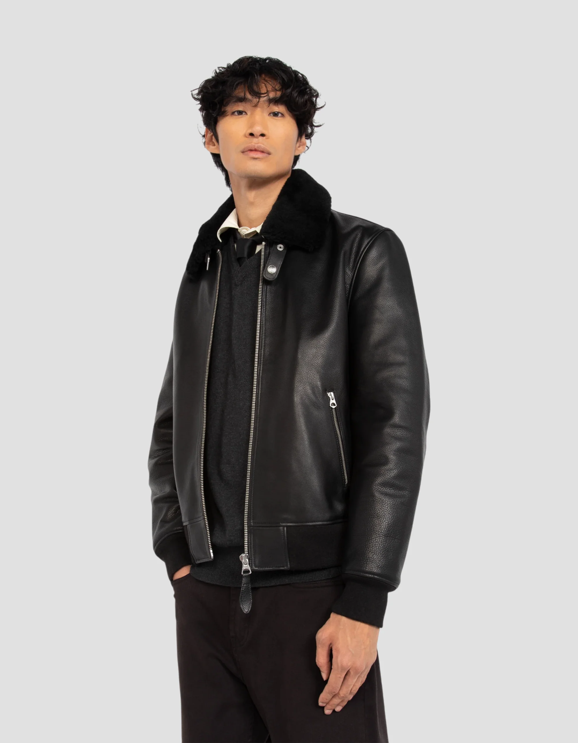 Men’s Aviator Black Leather Jacket | Bold, Rugged & Timelessly Crafted