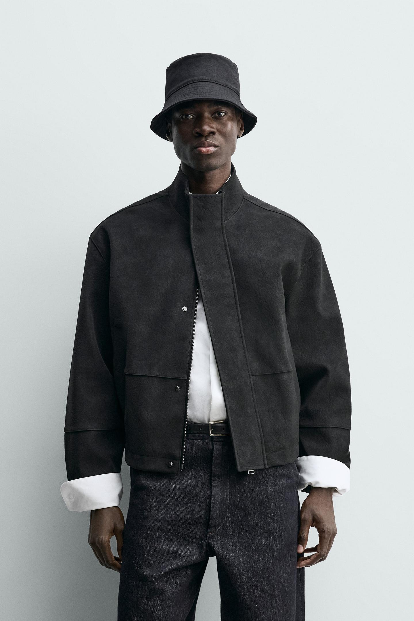 Sleek, Stylish Men’s Textured Real Leather Jacket