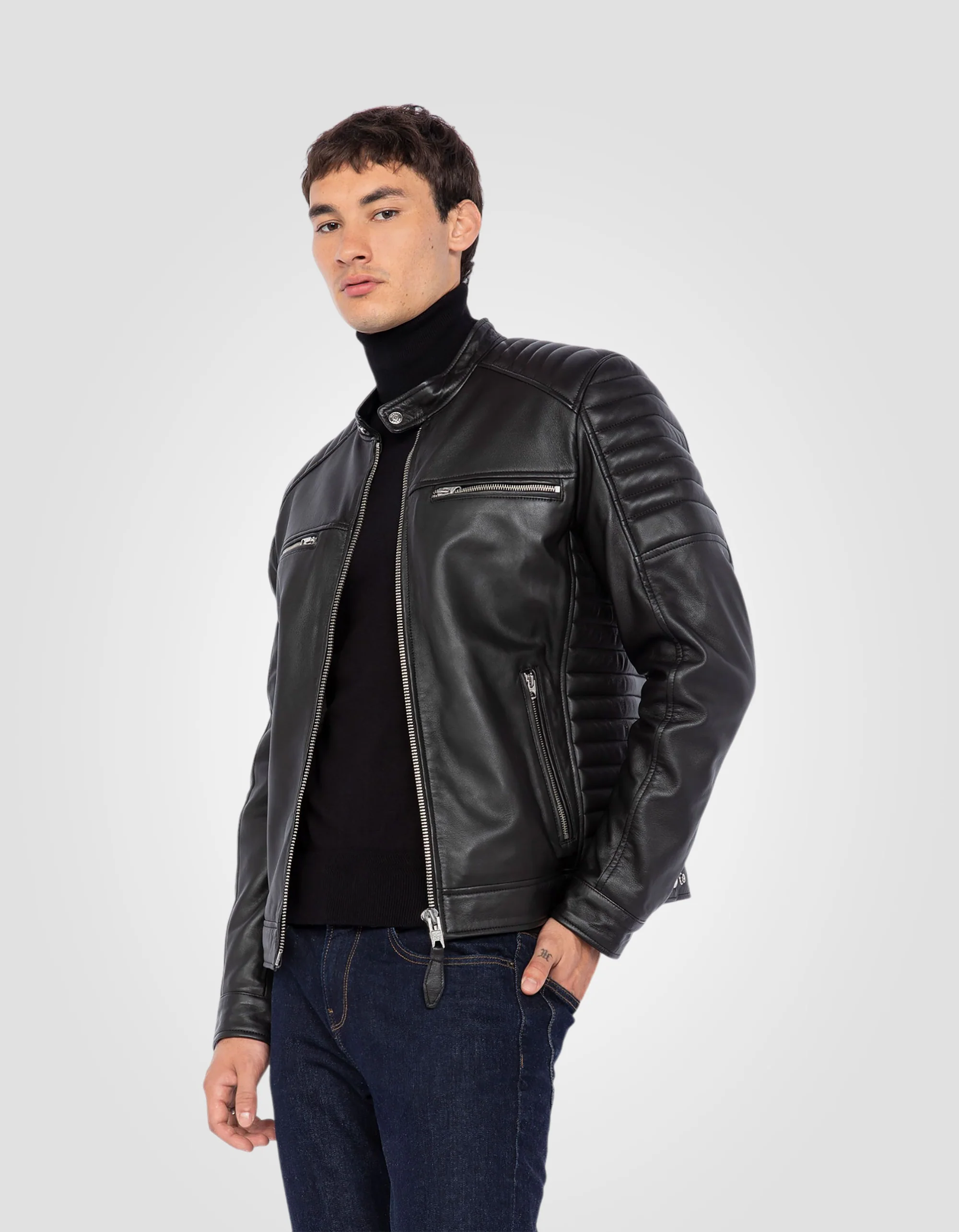 Men’s Black Biker Leather Jacket | Rugged, Stylish & Premium Quality