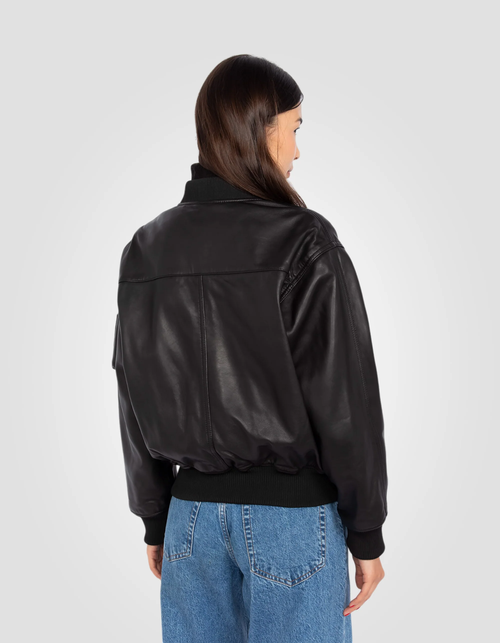 Midnight Lambskin Bomber Jacket