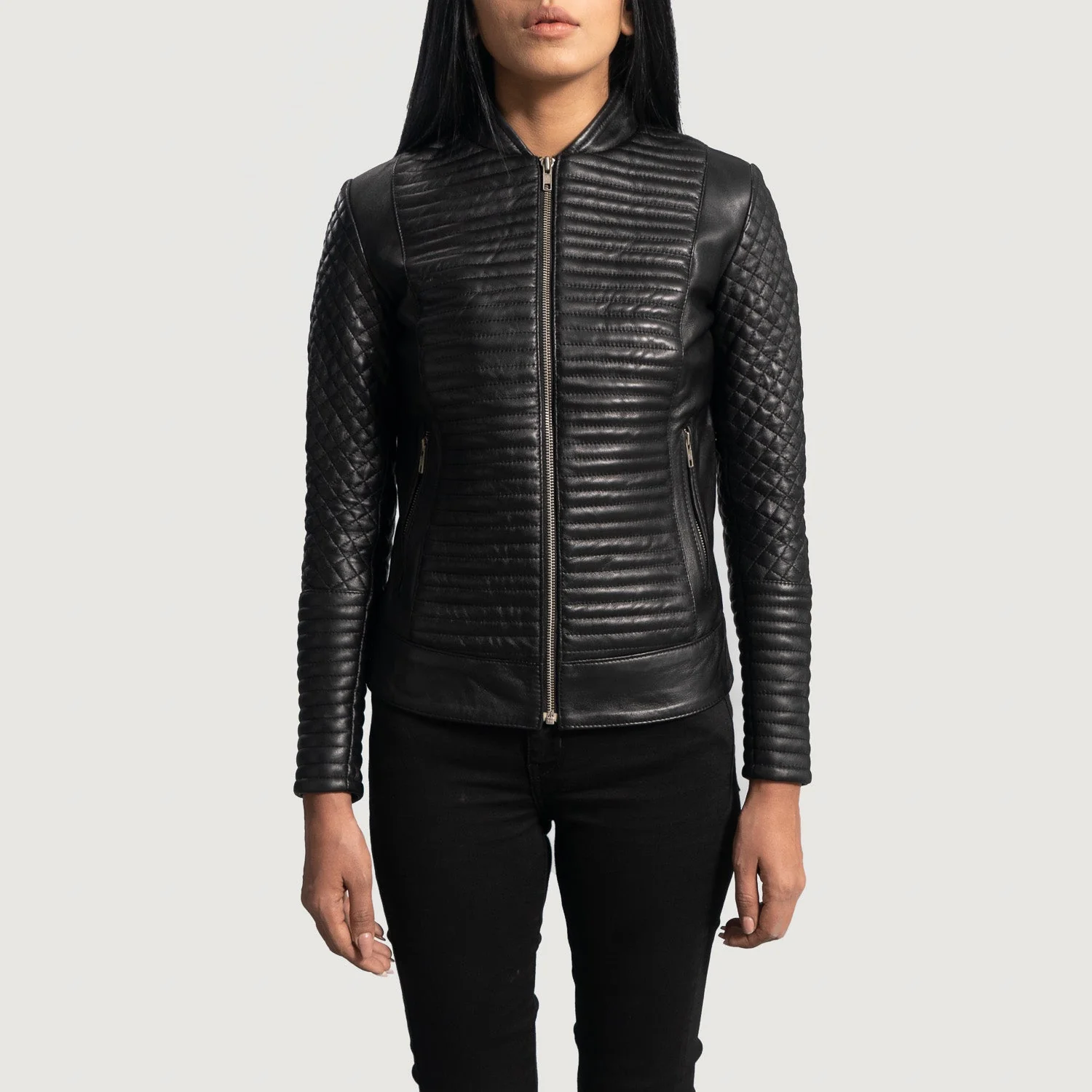 Timeless Cityscape Women’s Black Leather Biker Jacket