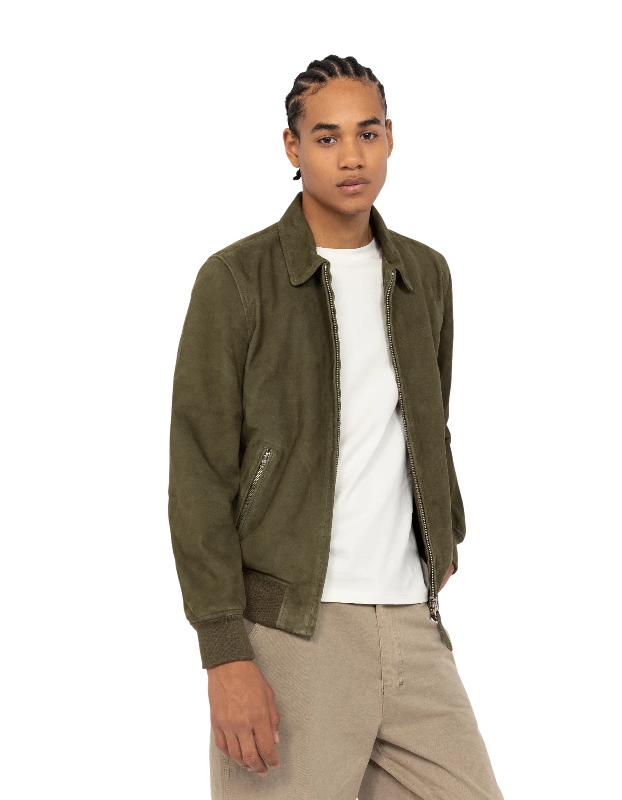 Premium Khaki Suede Goat Leather Casual Jacket