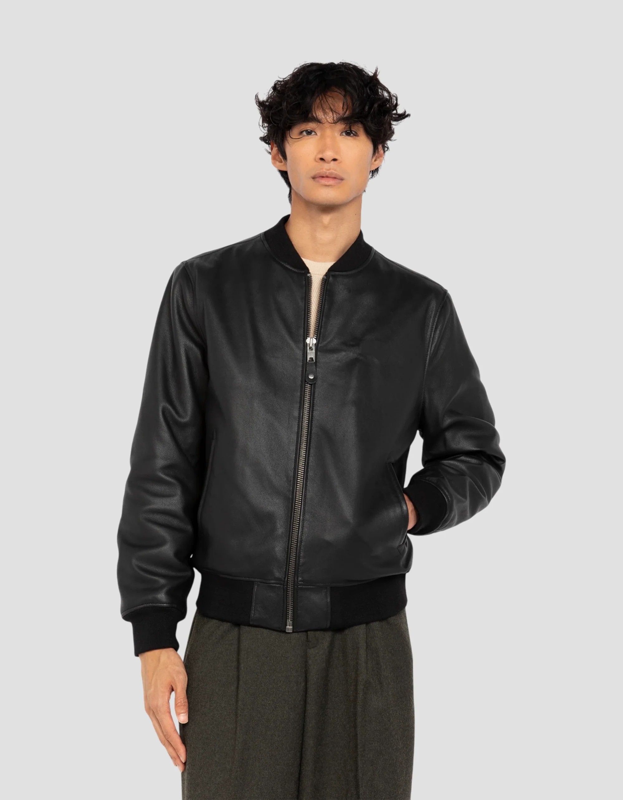 Luxury Casual Black Lamb Leather Jacket