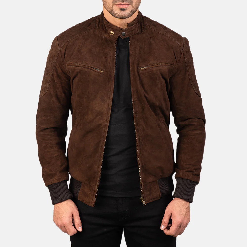 Sven Supreme Mocha Men Suede Bomber Jacket