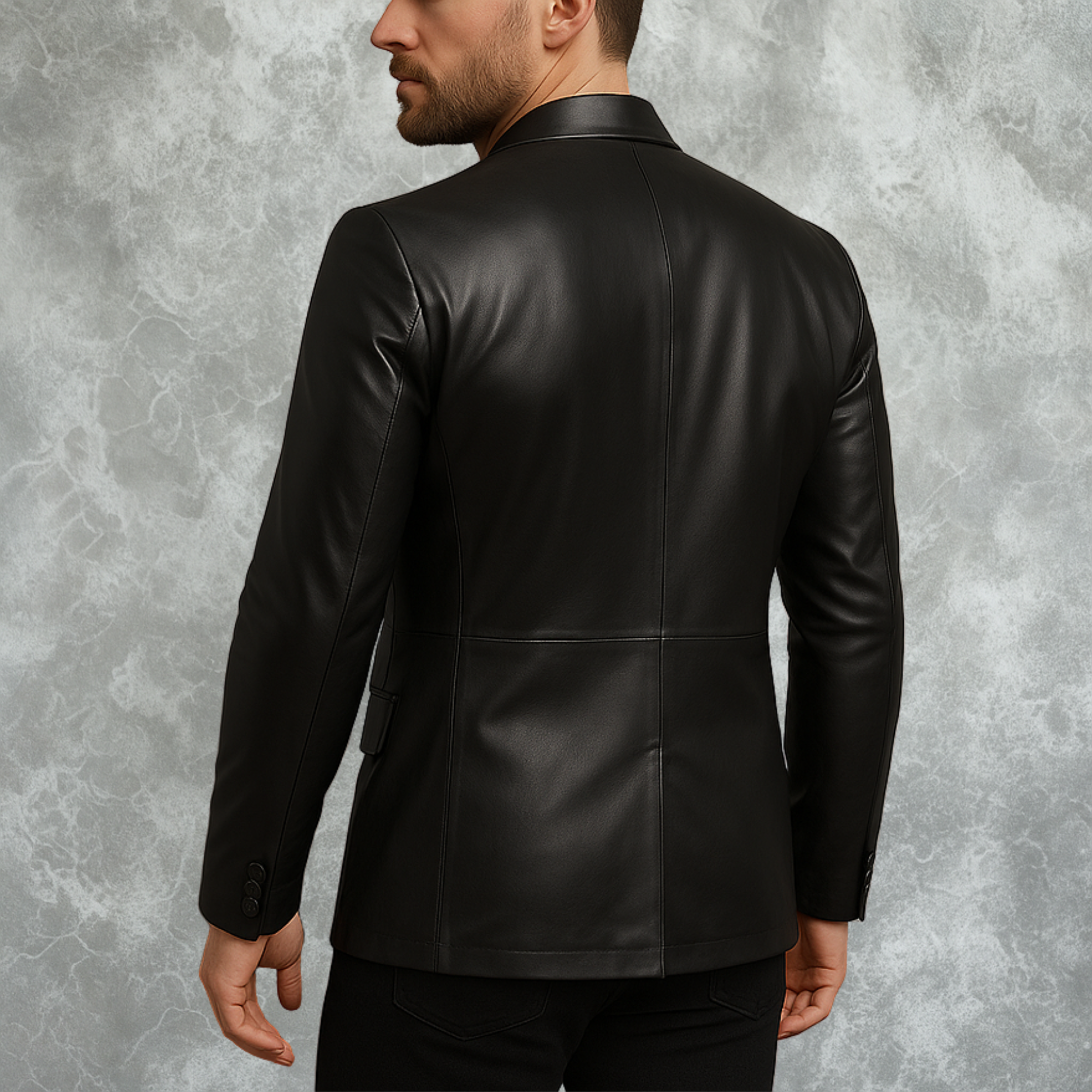 Men’s Classic Black Sheepskin Leather Blazer