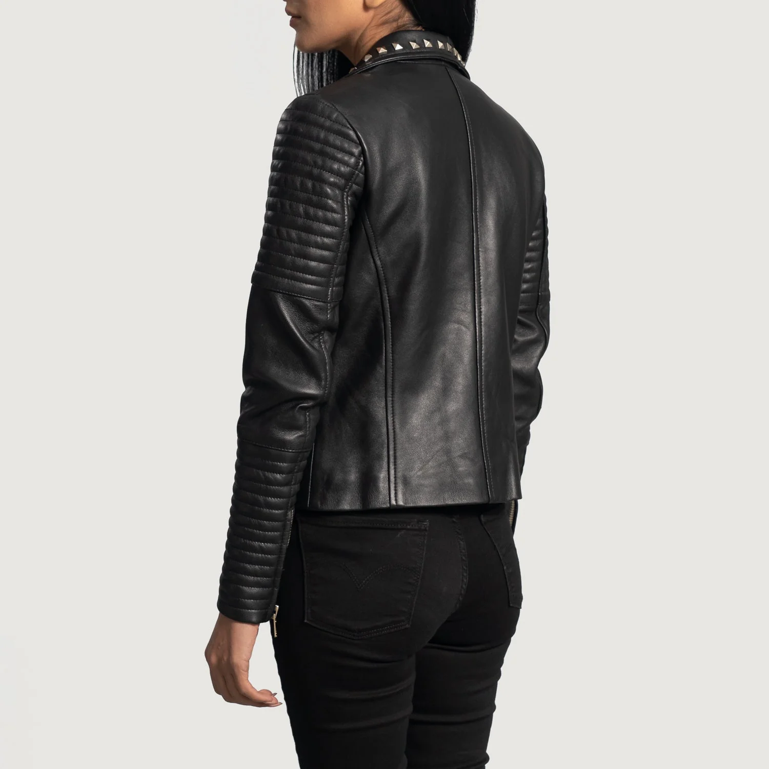 Sally Mae Studded Black Women Leather Biker Jacket