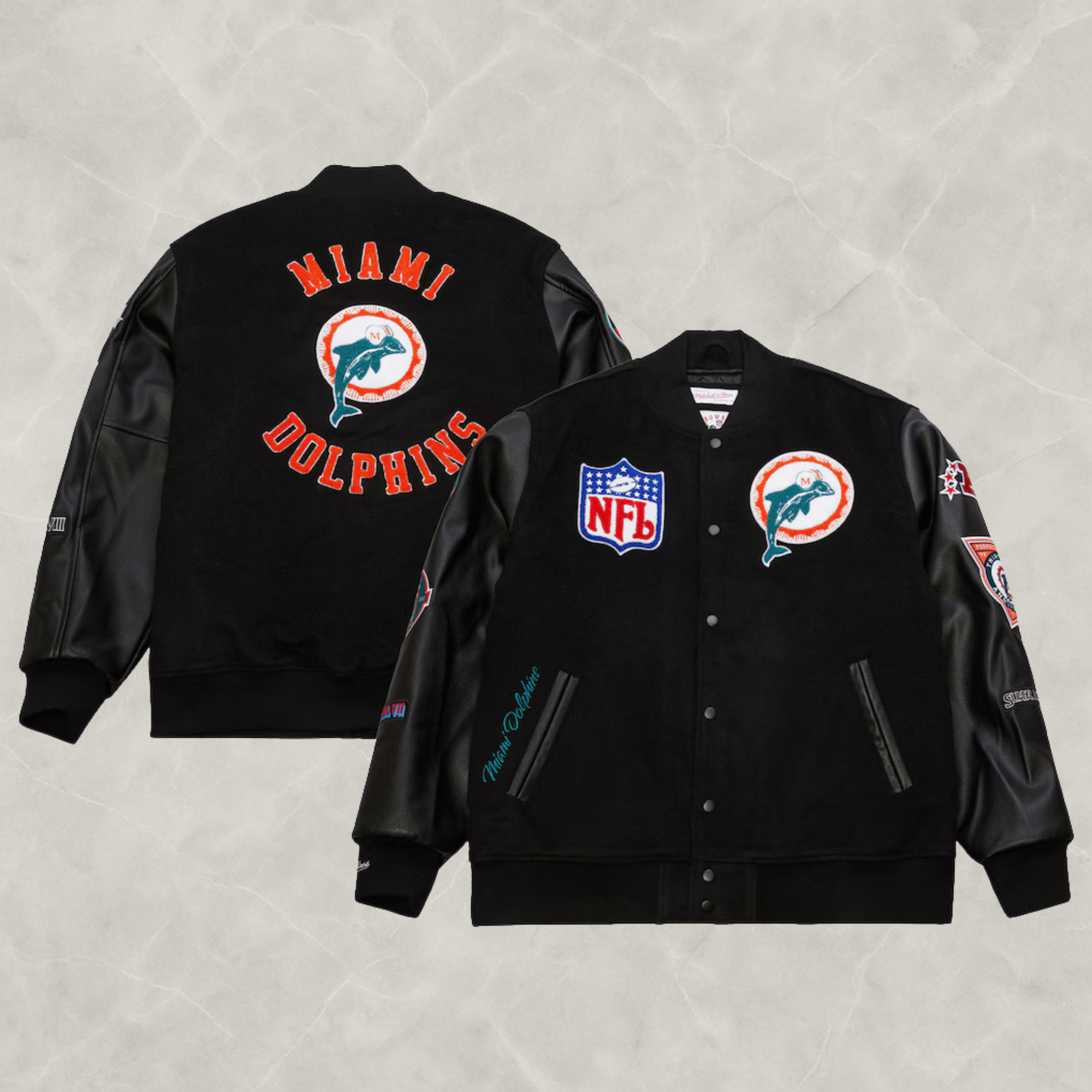 Miami Dolphins Blackout Varsity Jacket For Women