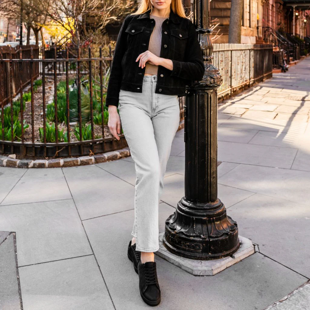 Women’s Black Suede Leather Trucker Jacket | Luxe, Timeless & Versatile