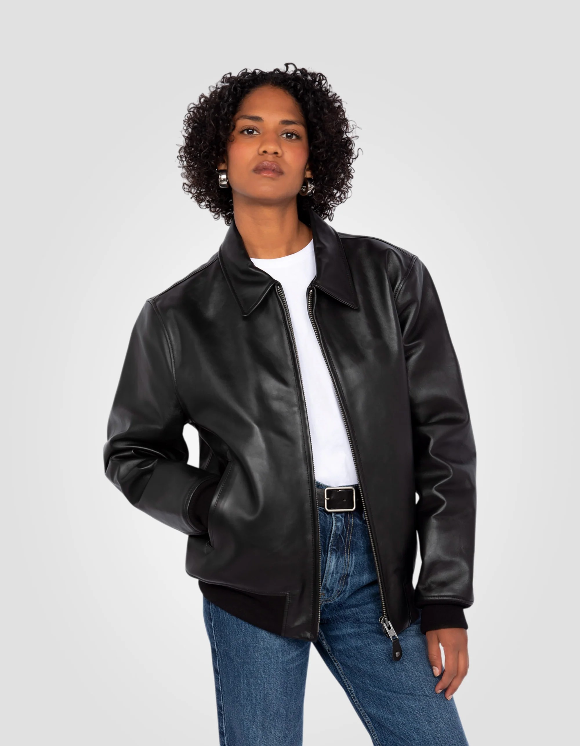 Obsidian Cowhide Ribbed Jacket