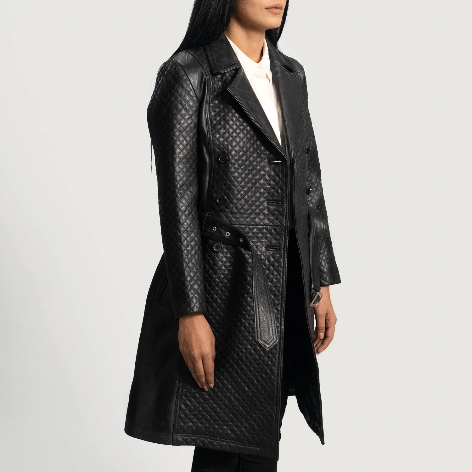 Women’s Black Real Leather Trench Coat | Elegant, Chic & Timeless