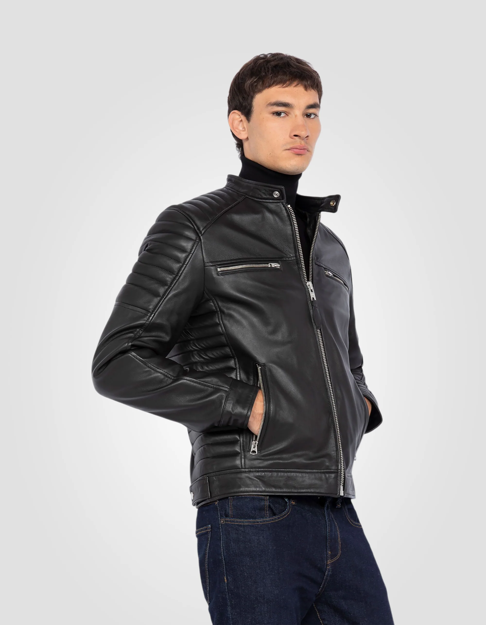 Men’s Black Biker Leather Jacket | Rugged, Stylish & Premium Quality