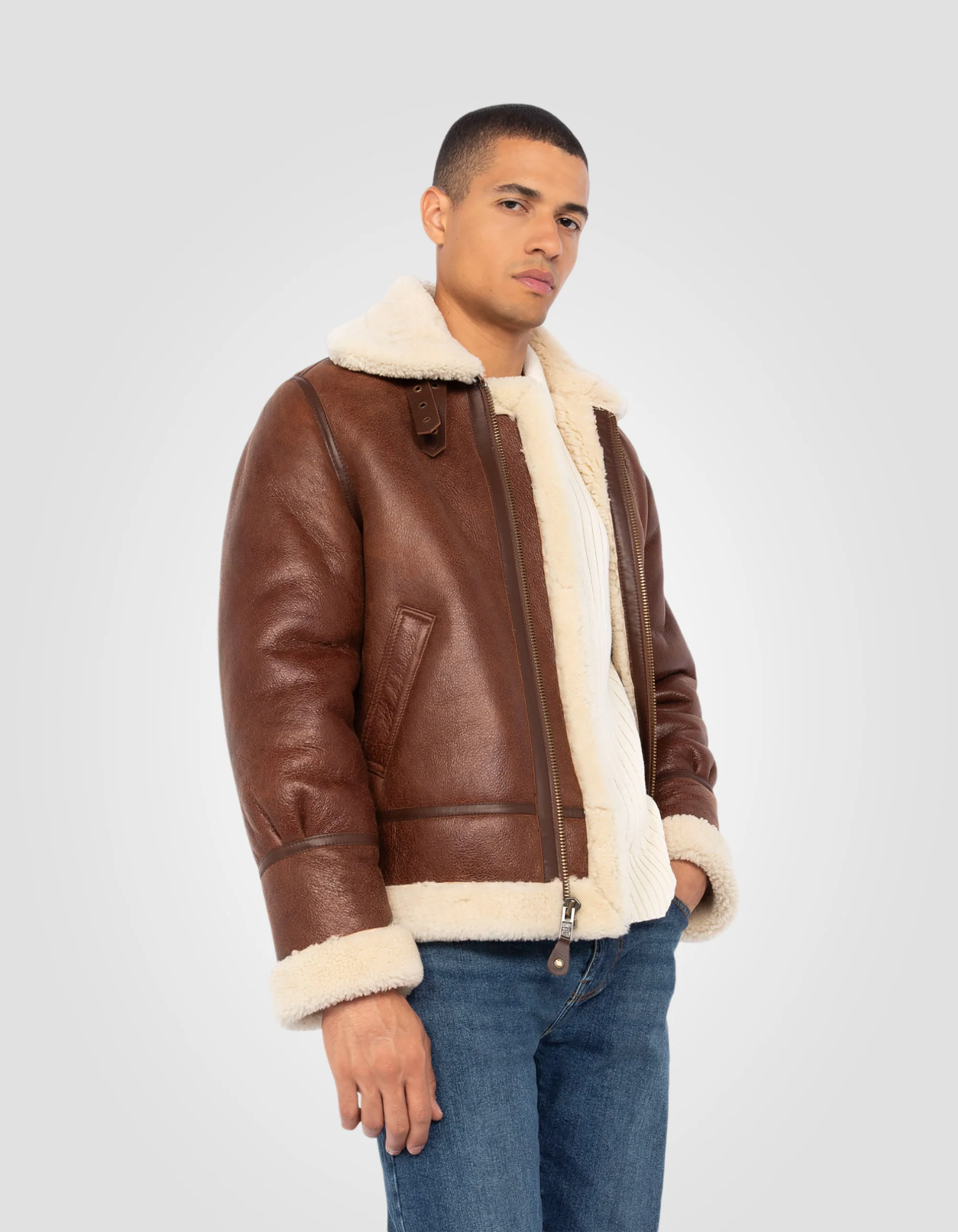 Timeless B-3 MOKA Sheepskin Bomber Jacket